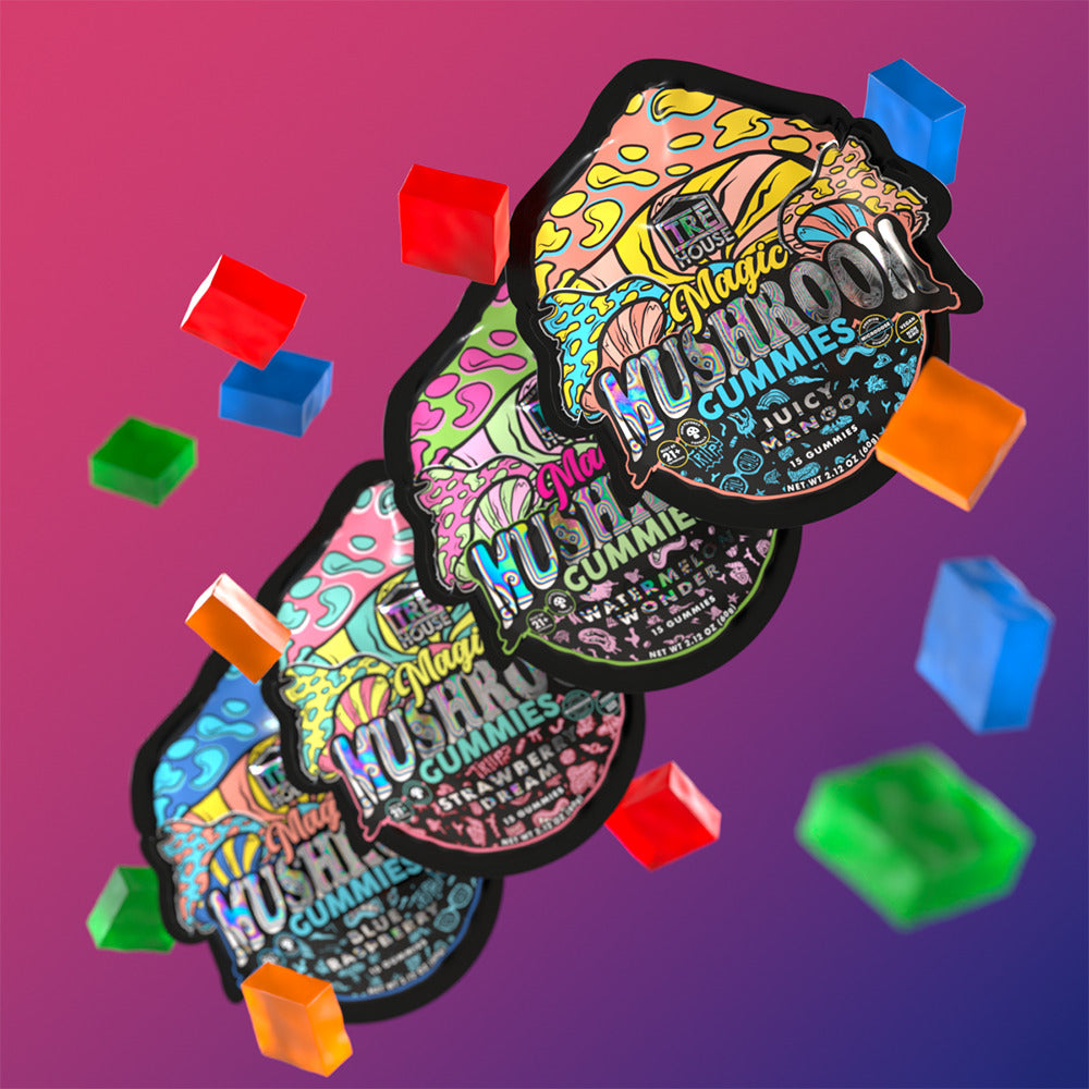 Tre House Magic Mushroom Gummies (15ct Pouch) | Group Photo