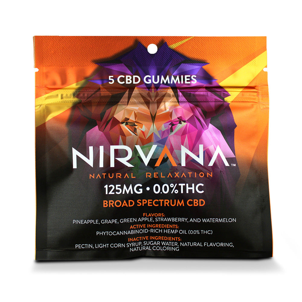Nirvana Broad Spectrum CBD Gummies (125mg 5ct Pouch) Multi Flavor
