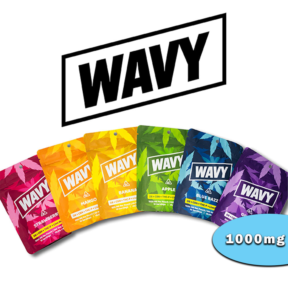Wavy D8 + CBN + THCP + LR D9 Gummies (1000mg 10ct Pouch) Group Photo