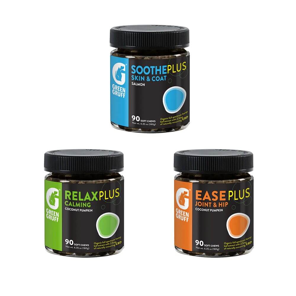 Green Gruff CBD Dog Treats (90ct Jar) Group Photo