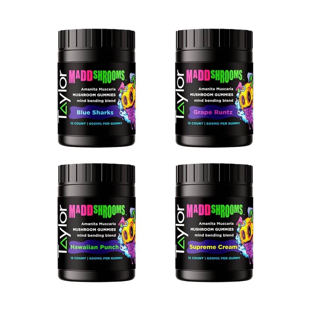 Taylor Madd Shroom Amanita Muscaria Gummies (600mg 15ct Jar) | Group Photo