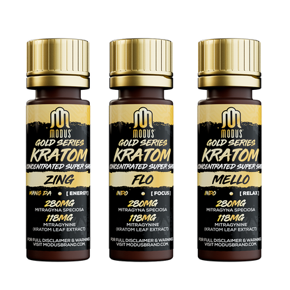 Modus Kratom Gold Series Super Shot 398mg Bottle (12pc Display) | Group Photo