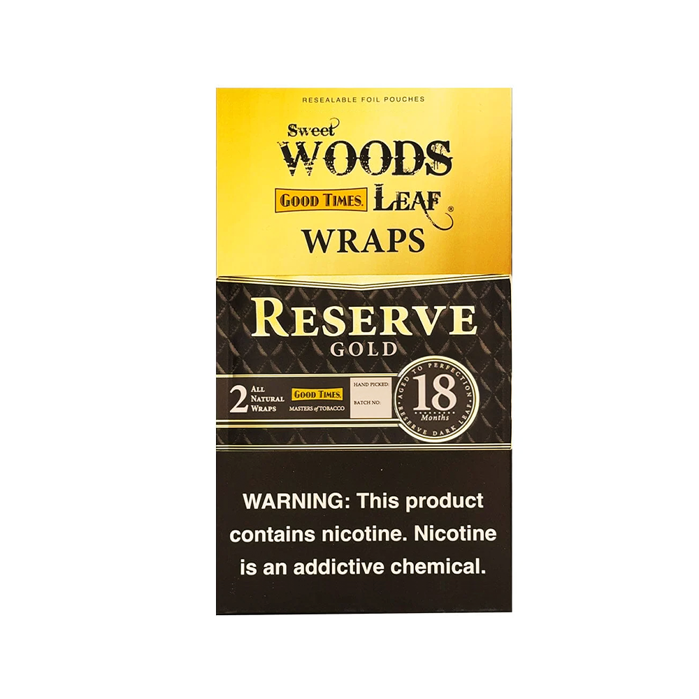 Sweet Woods Good Times Leaf 18 Month Aged Wraps 2-Pack (50ct Display Box)- Reserve Gold