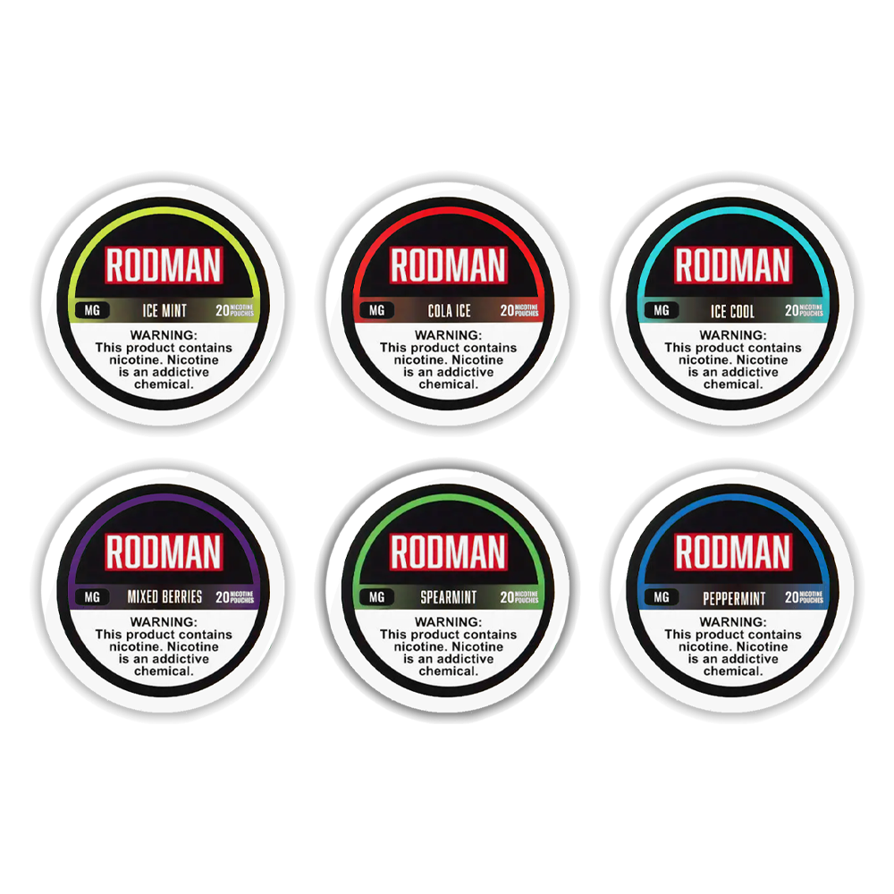 Rodman Nicotine Pouches (20ct Can)(5-Can Pack) | Group Photo