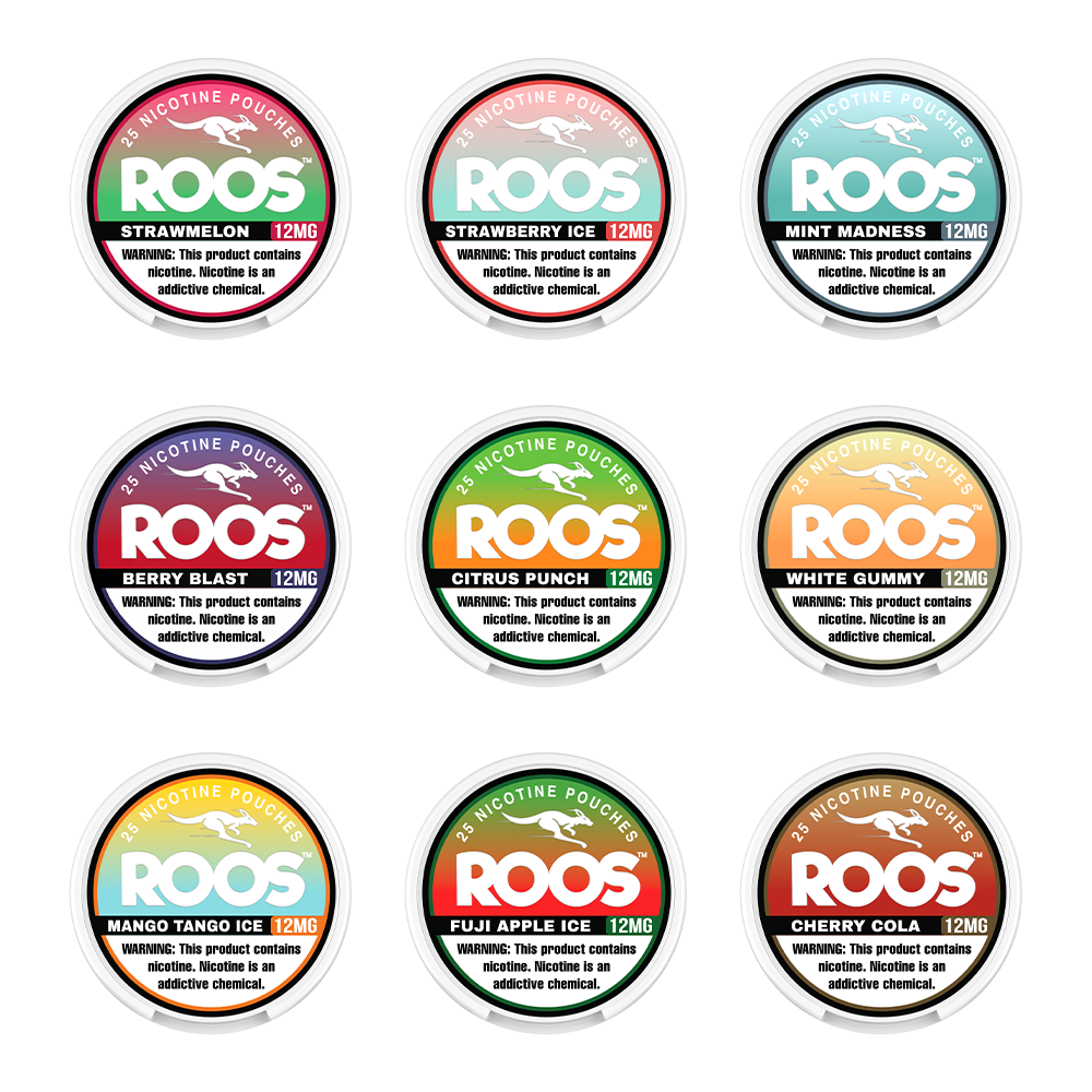 Roos Nicotine Pouches (25ct Can)(5-Can Pack) | Group Photo
