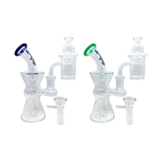 Dogg Lbs (Water Pipe) DLWP0031-0032 6″ Everyday Mini Rig Hourglass Box Set with Banger & Carb Cap - Group Photo