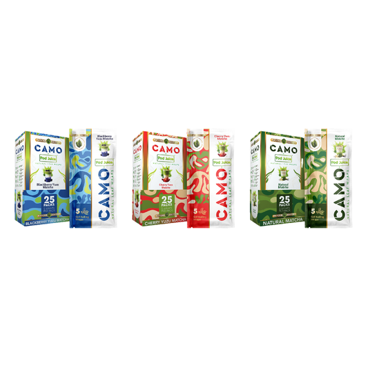 POD Juice x Camo (DSPLY 25pc)(Wraps)(5-Pack) - Group Photo