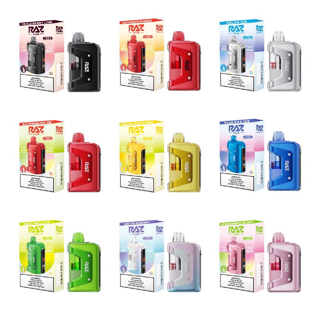 Raz Vue (Dispo KIT)(50000Puff)(13mL) Dispo + Power Dock - Group Photo