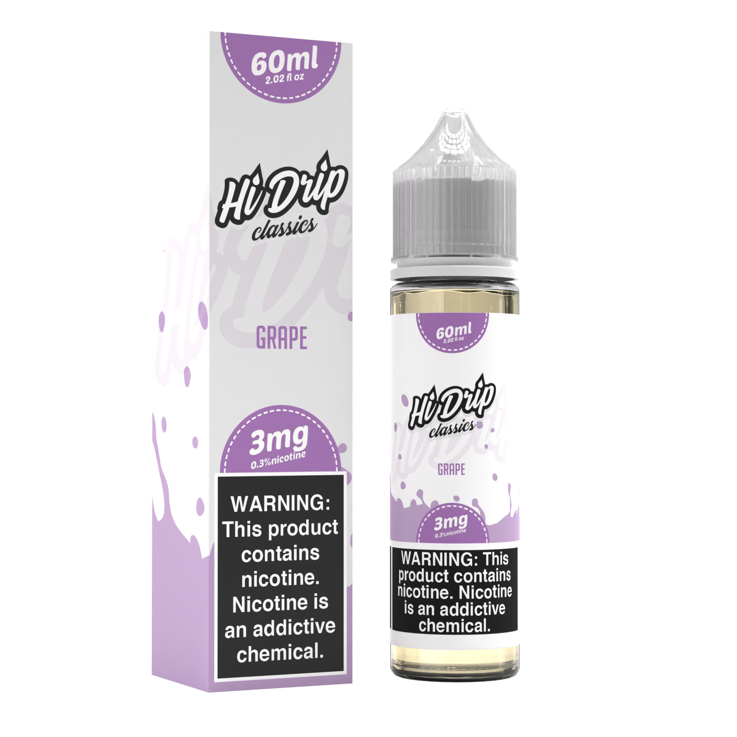 Hi-Drip Classics Series E-Liquid 60mL (Freebase) | Grape with Packaging