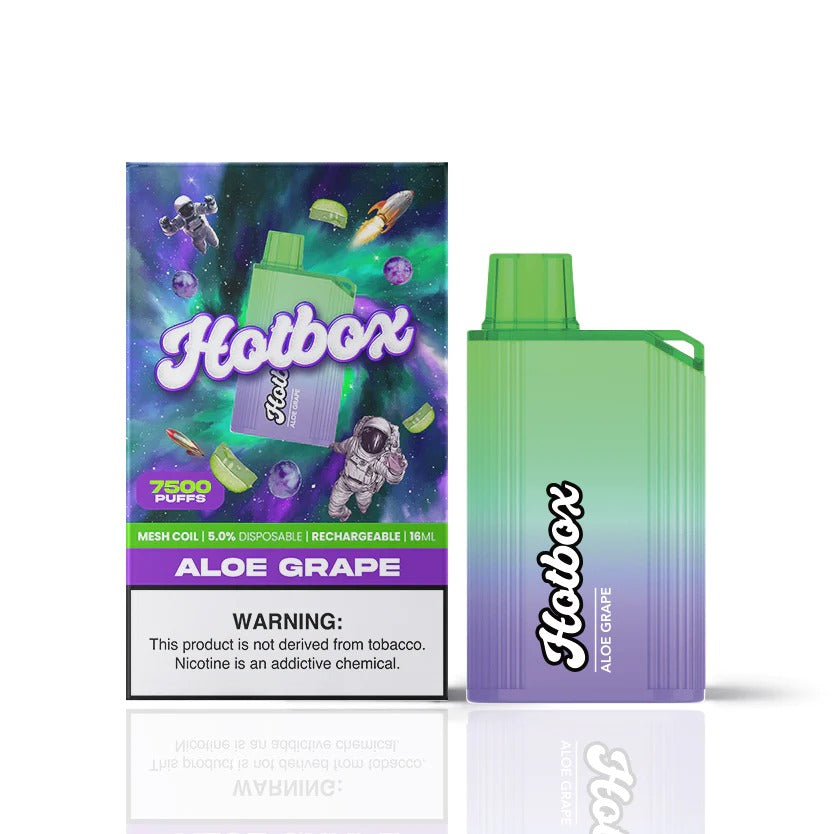 Puff HotBox Disposable | 7500 puffs | 16mL | MOQ 10pc | Aloe Grape with Packaging
