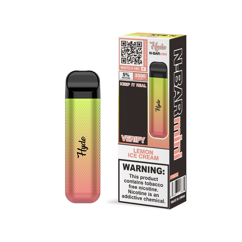 Hyde N-Bar Mini Disposable 2500 Puffs 7mL 50mg | MOQ 10 | Lemon Ice Cream  with Packaging