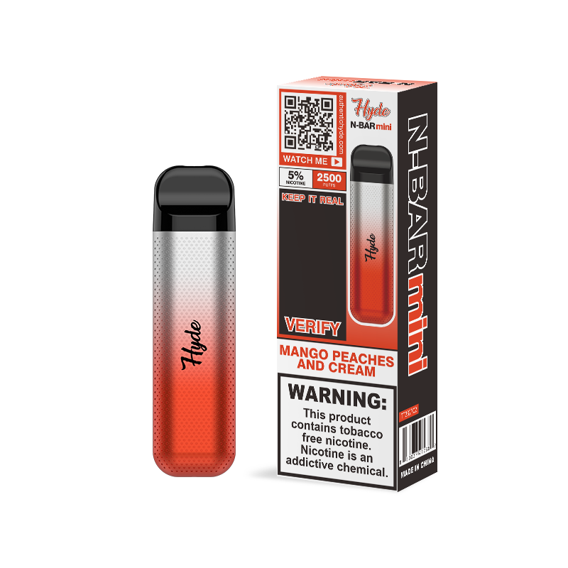 Hyde N-Bar Mini Disposable 2500 Puffs 7mL 50mg | MOQ 10 | Mango Peach Cream  with Packaging