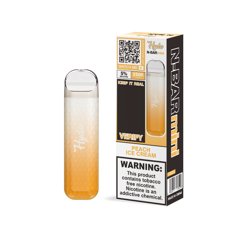 Hyde N-Bar Mini Disposable 2500 Puffs 7mL 50mg | MOQ 10 | Peach Ice Cream with Packaging