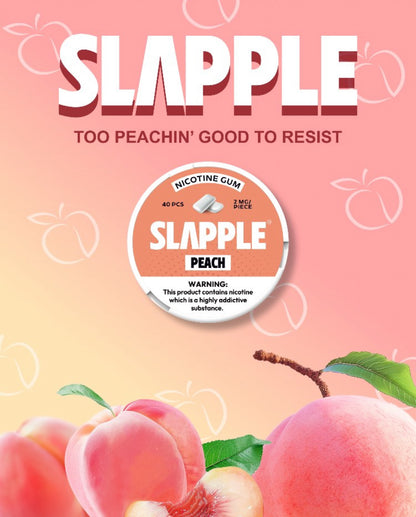 Slapple | DSPLY 5pc | Nic Gum | 40ct Can | SAS | Peach