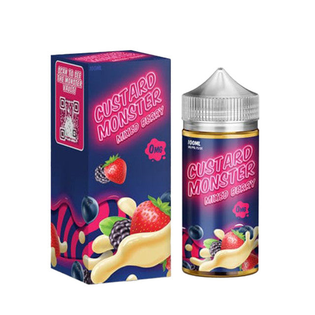 Jam Monster Custard & Custard Swirl Series E-Liquid 100mL (Freebase) - Mixed Berry with packaging