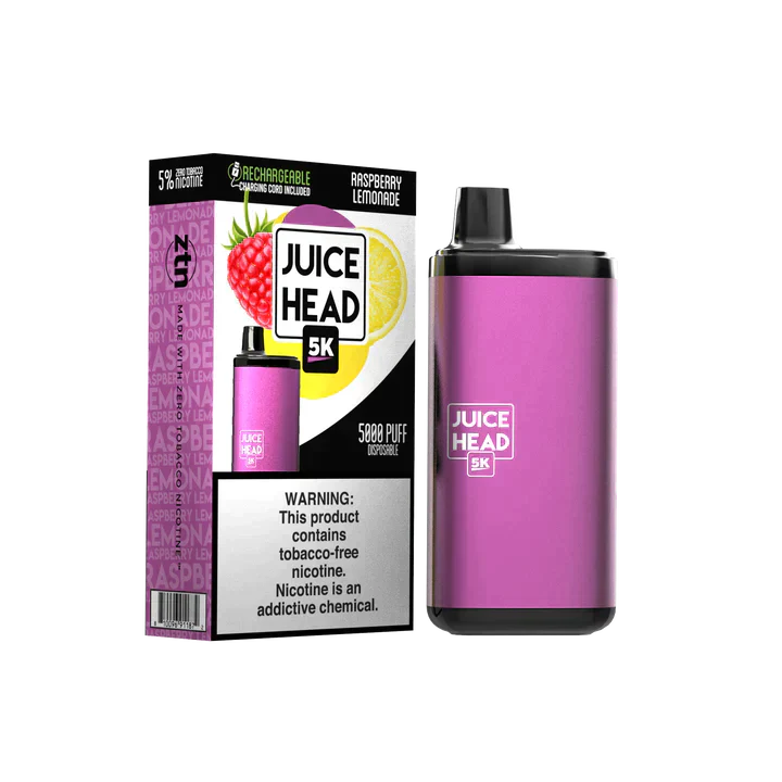 Juice Head 5K Disposable 5000 Puffs 14mL 50mg | MOQ 10 | Raspberry Lemonade with Packaging