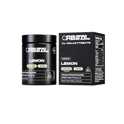 Galaxy Treats (Delta)(Gummies)(200mg 20ct Jar) Orbital - Lemon with packaging