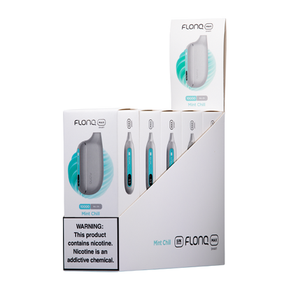 FLONQ Max Smart Disposable | 10000 Puffs | 14mL | 20mg | MOQ 5 | Mint Chill 5 Packs with packaging