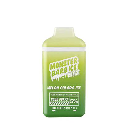 Monster Bars Max Disposable 6000 Puffs 12mL 50mg | MOQ 10 | Melon Colada Ice