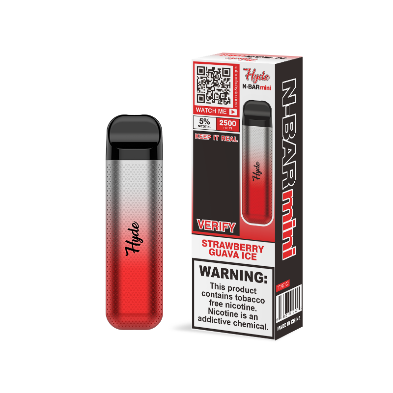 Hyde N-Bar Mini Disposable 2500 Puffs 7mL 50mg | MOQ 10 | Strawberry Guava Ice  with Packaging