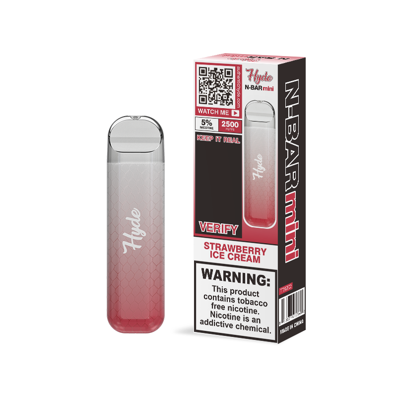 Hyde N-Bar Mini Disposable 2500 Puffs 7mL 50mg | MOQ 10 | Strawberry Ice Cream with Packaging