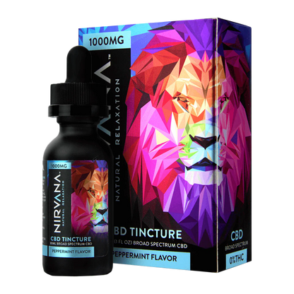 Nirvana Broad Spectrum CBD Tinctures (1000mg 30mL Tincture) | Peppermint with Packaging