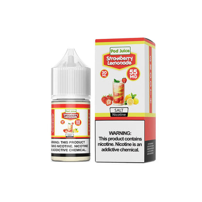 Pod Juice Salt TFN Series E-Liquid | 30mL | 55mg | (Salt Nic) | Strawberry Lemonade with packaging