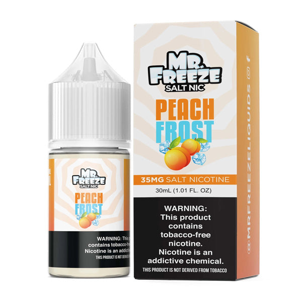 Mr. Freeze TFN Salt Series E-Liquid 30mL (Salt Nic) - Peach Frost with packaging