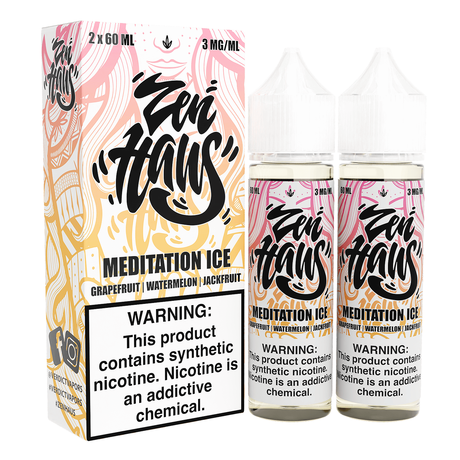 Zen Haus Series E-Liquid 120mL – Freebase – 60mL 2-Pack - Meditation ICE