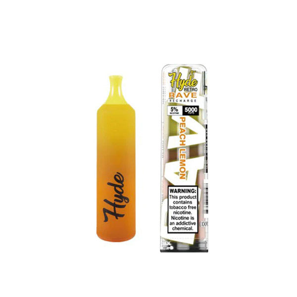 Hyde Retro RAVE Disposable 5000 Puffs 12mL 50mg | MOQ 10 | Peach Lemon with Packaging
