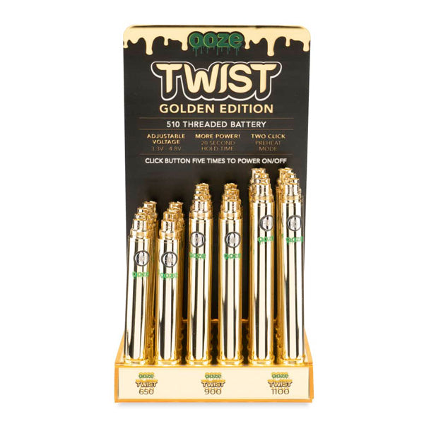 Ooze Twist 510 Batteries (24pc Display)(Multiple Sizes) Gold | 24pk