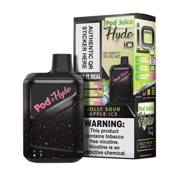 Hyde IQ Pod Juice Disposable 5000 Puffs 8mL 50mg | MOQ 10 | Jolly Sour Apple Ice with Packaging