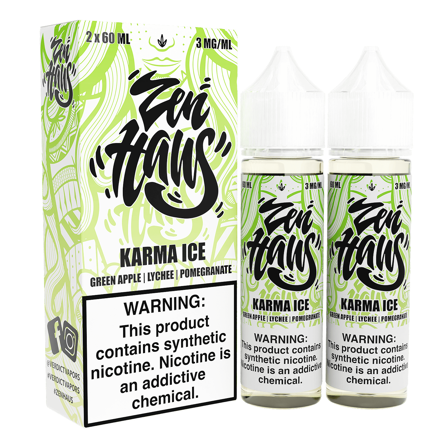 Zen Haus Series E-Liquid 120mL – Freebase – 60mL 2-Pack - Karma ICE