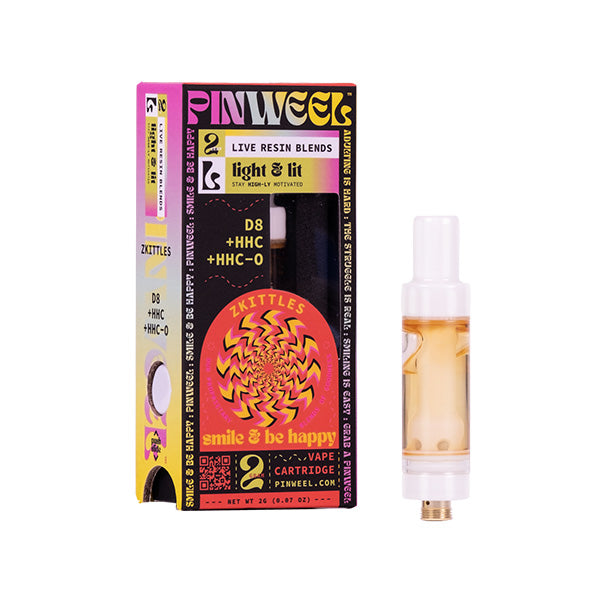 Pinweel Live Resin D11 Cartridges (2g) | Zkittles with Packaging