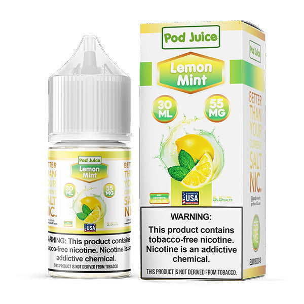 Pod Juice Salt TFN Series E-Liquid | 30mL | 55mg | (Salt Nic) | Lemon Mint with packaging
