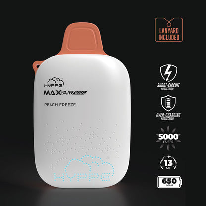 Hyppe Max Air Disposable | 5000 Puffs | 13mL | 50mg | MOQ 5 | Peach Freeze