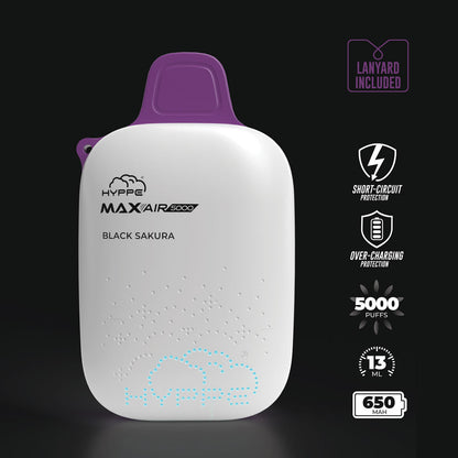 Hyppe Max Air Disposable | 5000 Puffs | 13mL | 50mg | MOQ 5 | Black Sakura