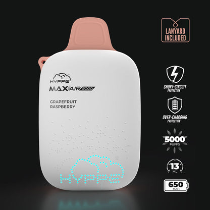 Hyppe Max Air Disposable | 5000 Puffs | 13mL | 50mg | MOQ 5 | Grapefruit Raspberry