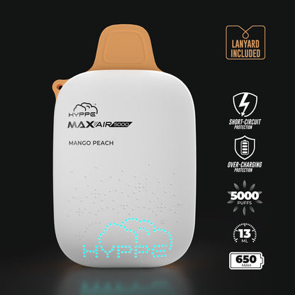 Hyppe Max Air Disposable | 5000 Puffs | 13mL | 50mg | MOQ 5 | Mango Peach