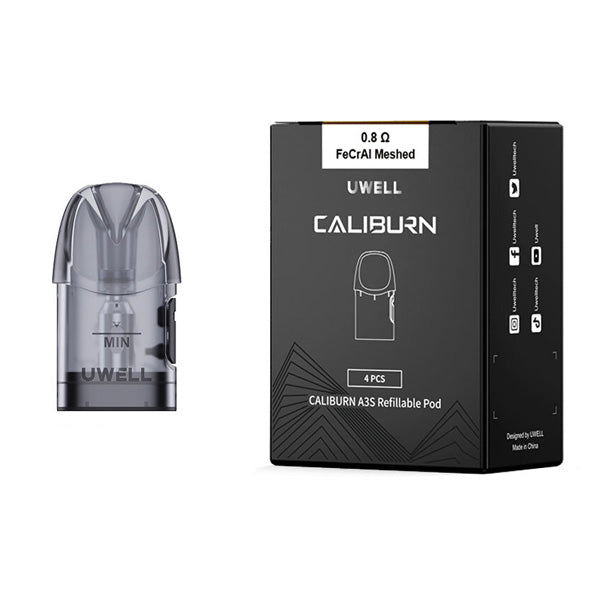 Uwell Caliburn A3 Replacement Pods - 0.8ohm (4-Pack) with Packaging