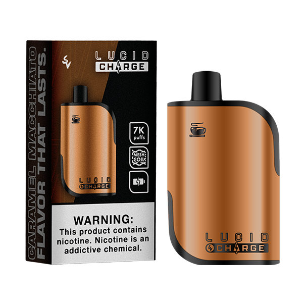 Lucid Charge Disposable | 7000 Puffs | 14mL | 50mg | MOQ 10 | Caramel Macchiato with Packaging