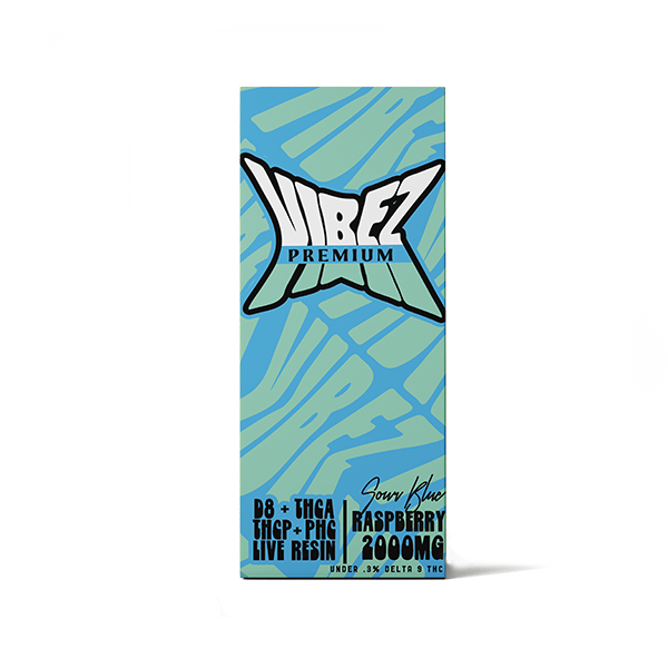Premium Vibez D8 + THGA + THGP + PHG Live Resin Disposable (2g) - Sour Blue Raspberry