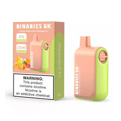 HorizonTech - Binaries Cabin Disposable | 6000 puffs | 15mL | MOQ 10 | Orange Watermelon Pineapple Ice with packaging