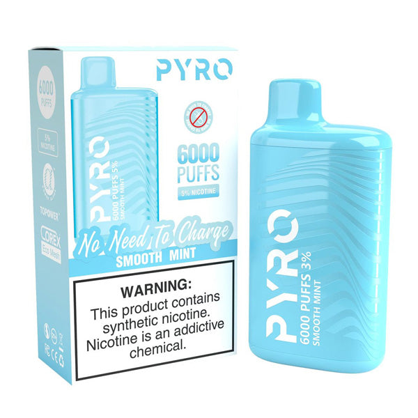 Pyro Disposable 6000 Puffs 13ml - Smooth Mint 50mg with Packaging