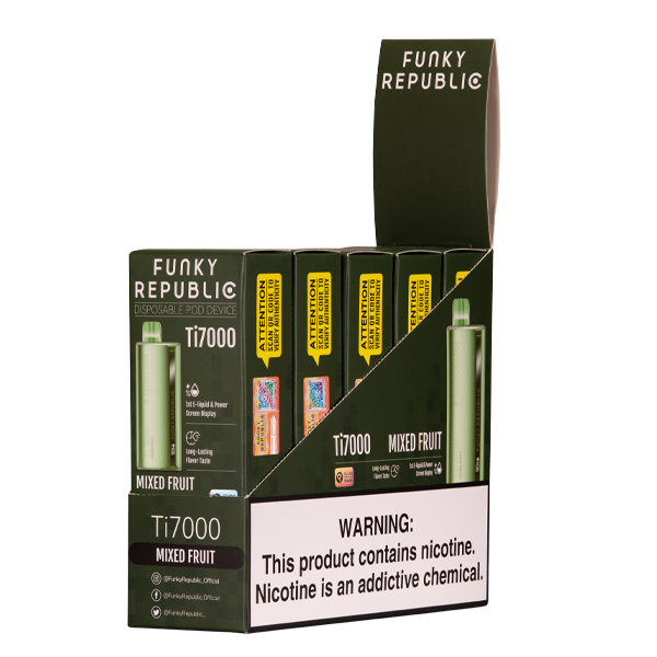 Funky Republic Ti7000 Disposable 7000 Puff 12.8mL 50mg | MOQ 5 | Mixed Fruit with Packaging