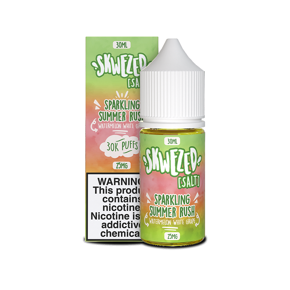 Skwezed Salt Series E-Liquid 30mL (Salt Nic) - Sparkling Summer Rush (Watermelon White Grape) with packaging