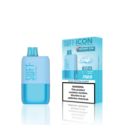 SWFT Icon Disposable | 7500 Puffs | 17mL | 5% | 50Mg | MOQ 10 | Blue Cotton Candy with Packaging
