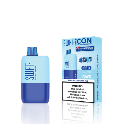 SWFT Icon Disposable | 7500 Puffs | 17mL | 5% | 50Mg | MOQ 10 | Blue Razz Berry Ice with Packaging