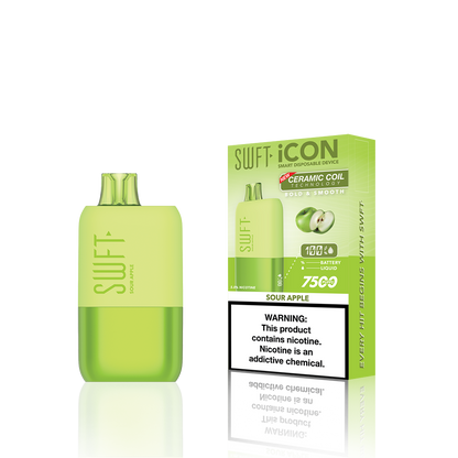 SWFT Icon Disposable | 7500 Puffs | 17mL | 5% | 50Mg | MOQ 10 | Sour Apple with Packaging