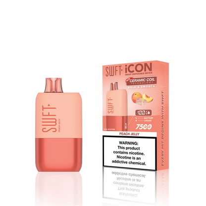 SWFT Icon Disposable | 7500 Puffs | 17mL | 5% | 50Mg | MOQ 10 | Peach Jelly with Packaging